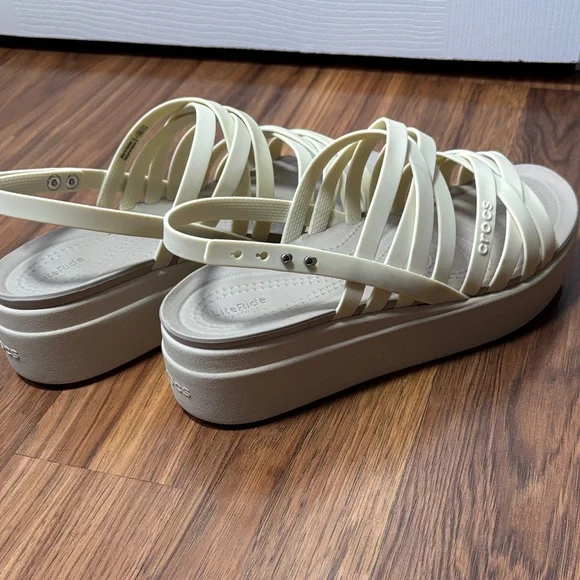 CROCS Women's Cream Strappy Sandals - Picture 3 of 4